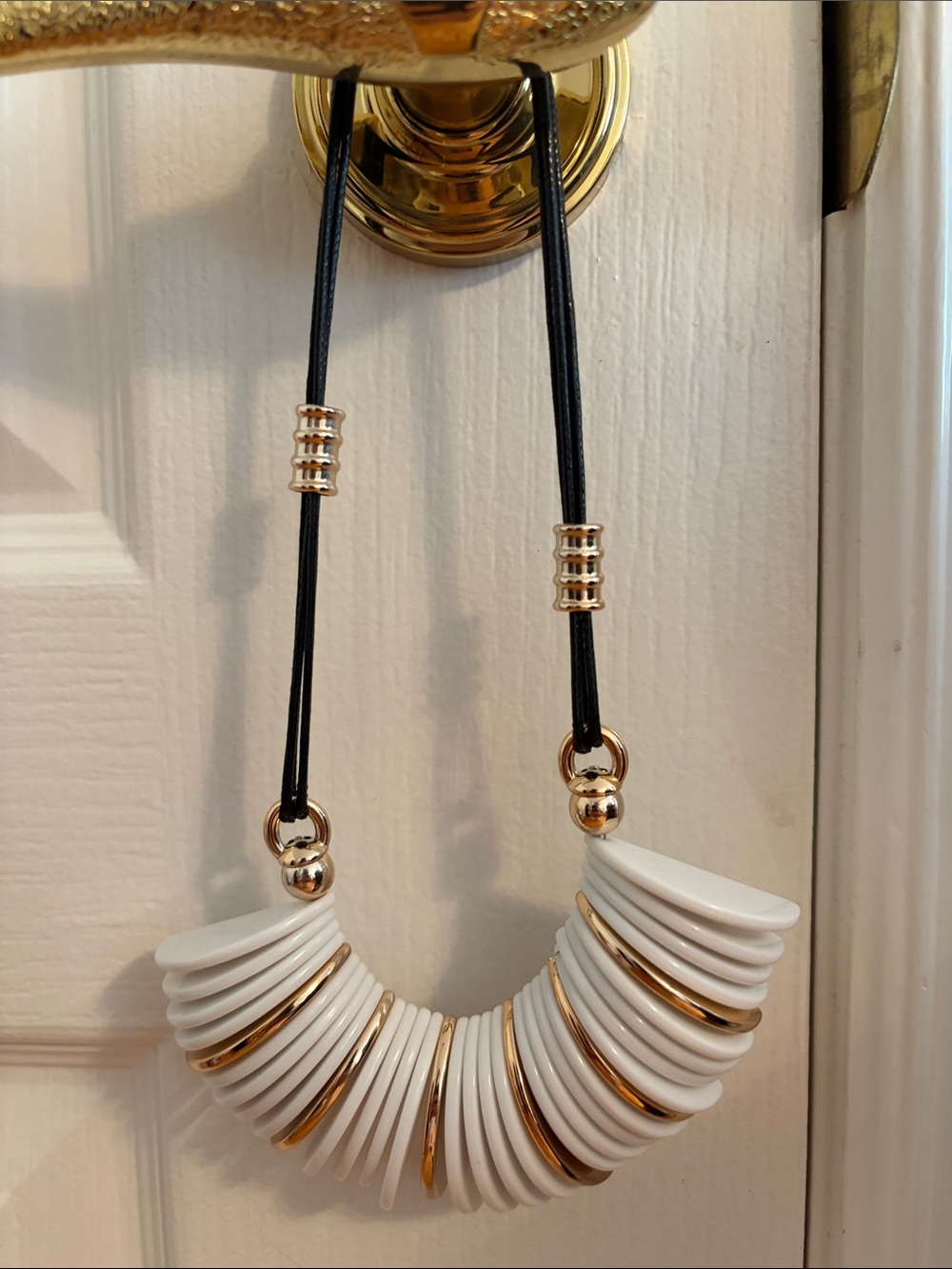 Modern White and Gold Statement Necklace - Women Jewelry